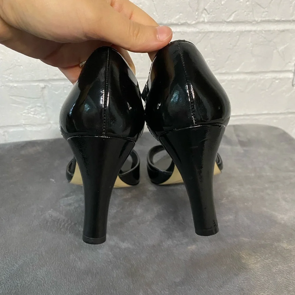 Circa Joan & David Patent Leather Peep Toe Pumps Heels
